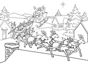 coloriage le pere noel atterrit avec son traineau
